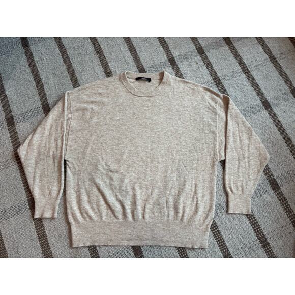 Jenni Kayne Oversized Crewneck Sweater Women’s Small Tan Cashmere Wool Poly - Picture 1 of 9